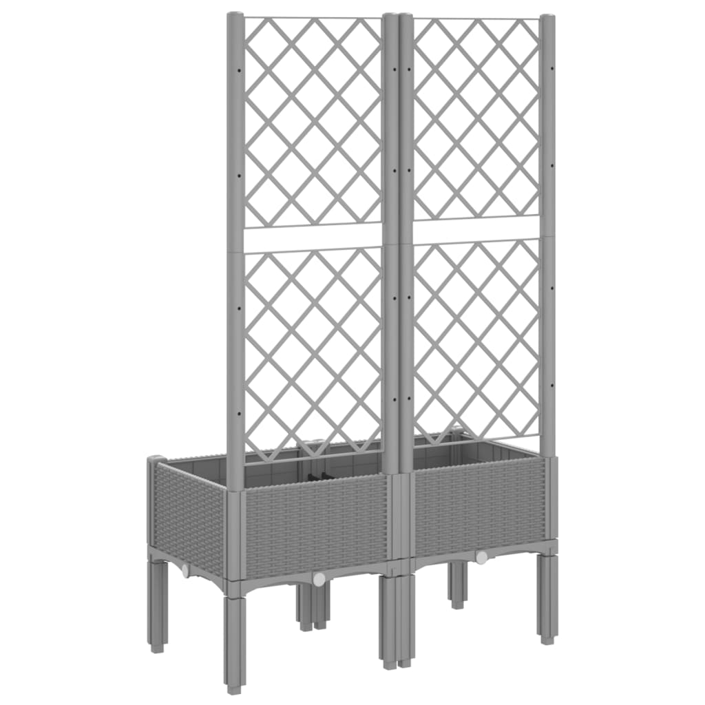 vidaXL Garden Planter with Trellis Light Grey 80x40x142 cm PP