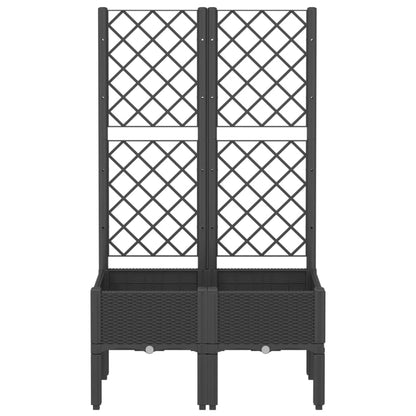 vidaXL Garden Planter with Trellis Black 80x40x142 cm PP