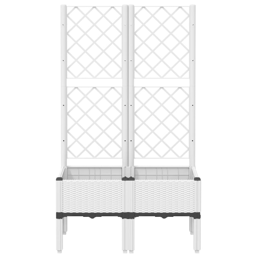 vidaXL Garden Planter with Trellis White 80x40x142 cm PP