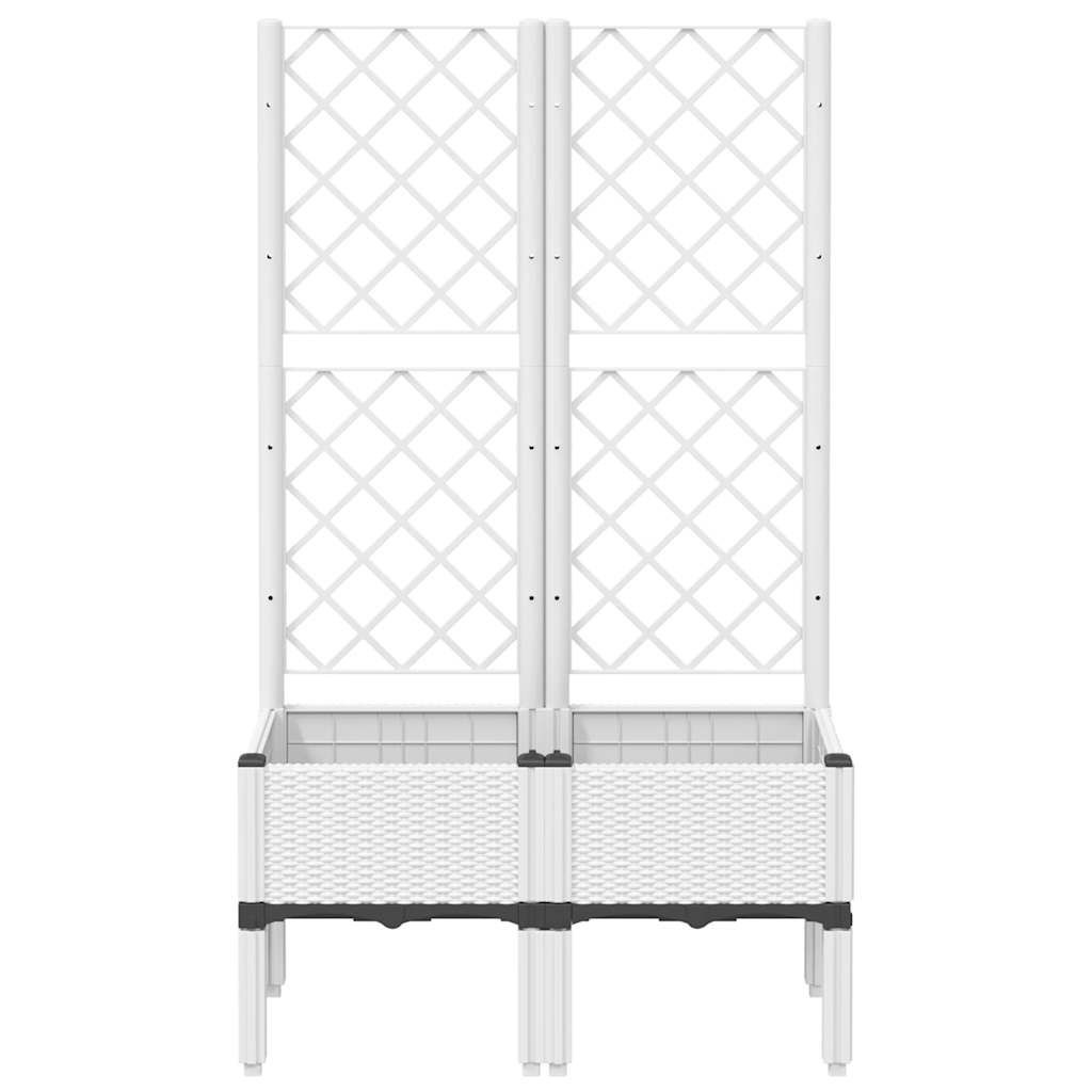 vidaXL Garden Planter with Trellis White 80x40x142 cm PP