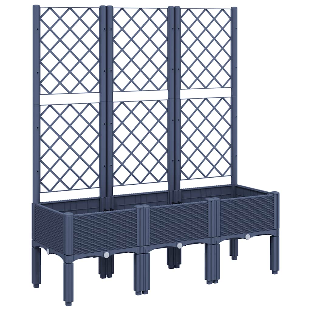 vidaXL Garden Planter with Trellis Blue Grey 120x40x142 cm PP
