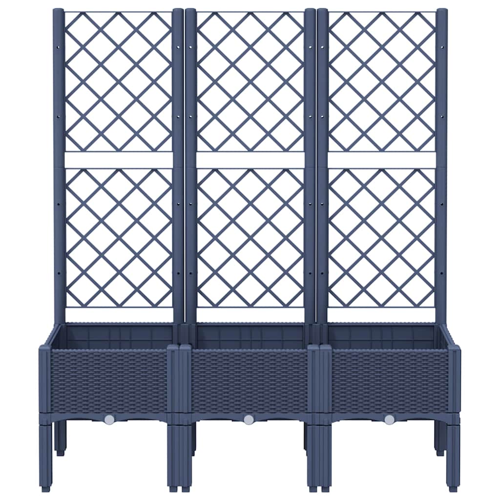 vidaXL Garden Planter with Trellis Blue Grey 120x40x142 cm PP