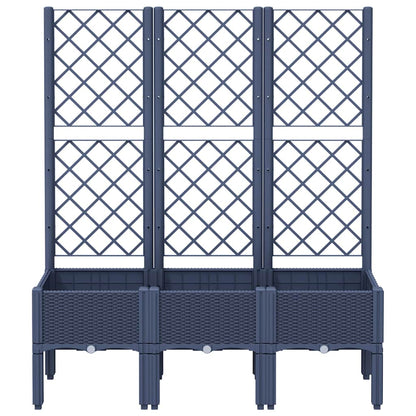 vidaXL Garden Planter with Trellis Blue Grey 120x40x142 cm PP