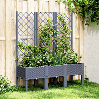 vidaXL Garden Planter with Trellis Blue Grey 120x40x142 cm PP