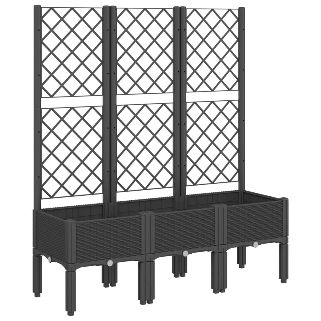 vidaXL Garden Planter with Trellis Black 120x40x142 cm PP