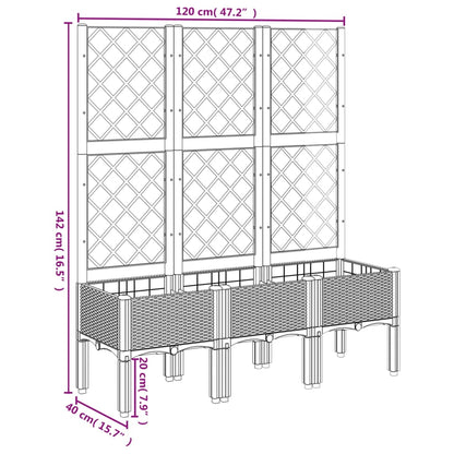 vidaXL Garden Planter with Trellis Black 120x40x142 cm PP