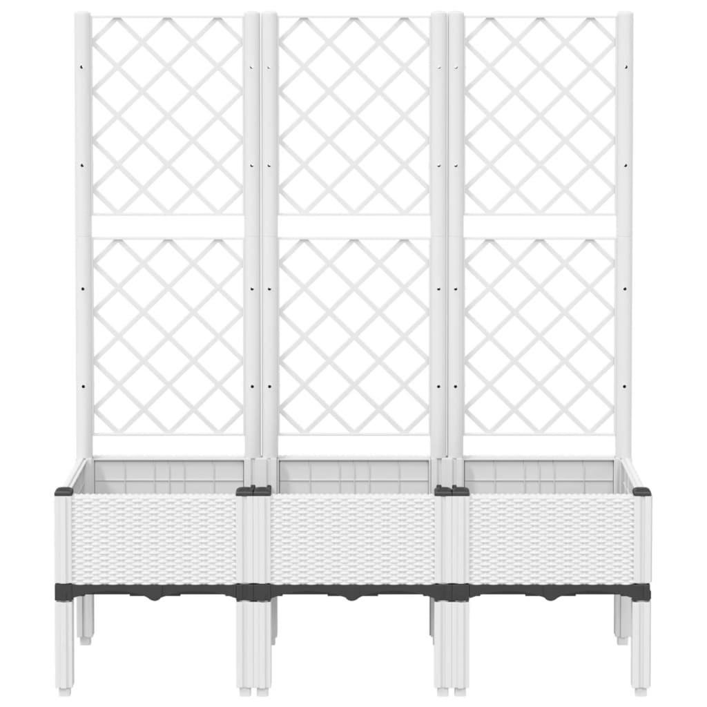 vidaXL Garden Planter with Trellis White 120x40x142 cm PP