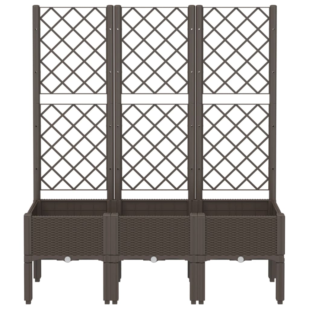 vidaXL Garden Planter with Trellis Brown 120x40x142 cm PP