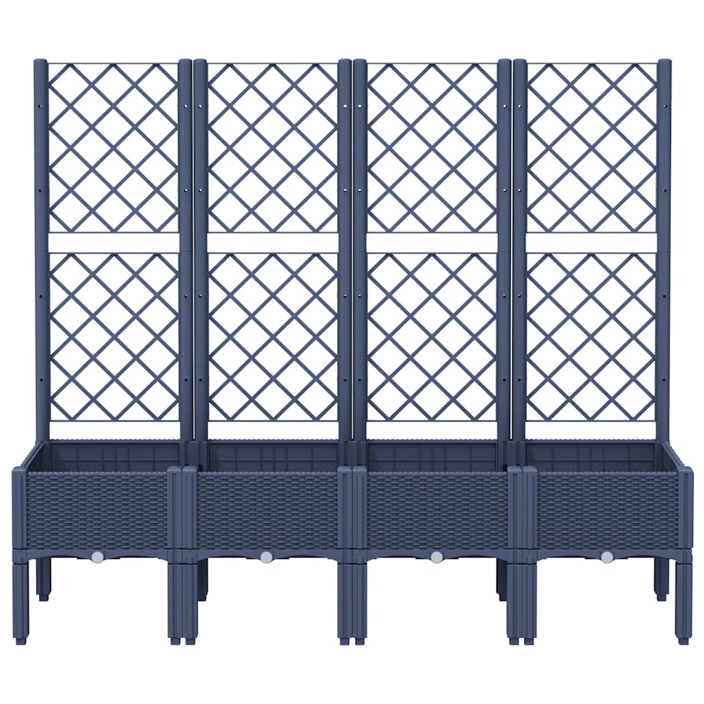 vidaXL Garden Planter with Trellis Blue Grey 160x40x142 cm PP