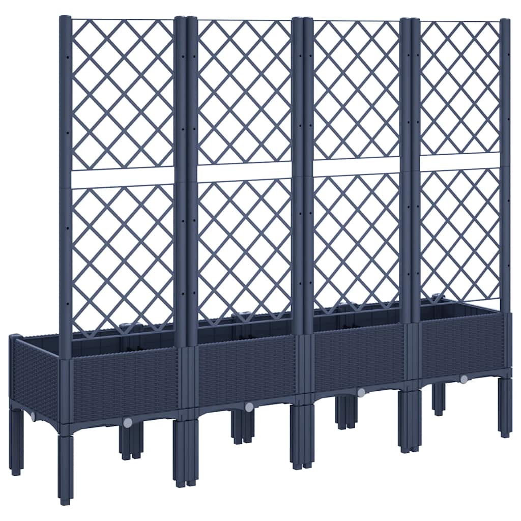vidaXL Garden Planter with Trellis Blue Grey 160x40x142 cm PP