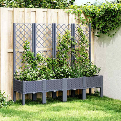 vidaXL Garden Planter with Trellis Blue Grey 160x40x142 cm PP