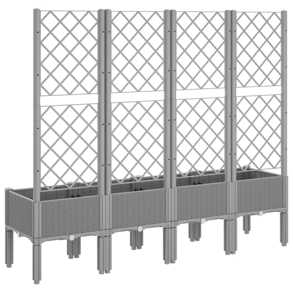 vidaXL Garden Planter with Trellis Light Grey 160x40x142 cm PP