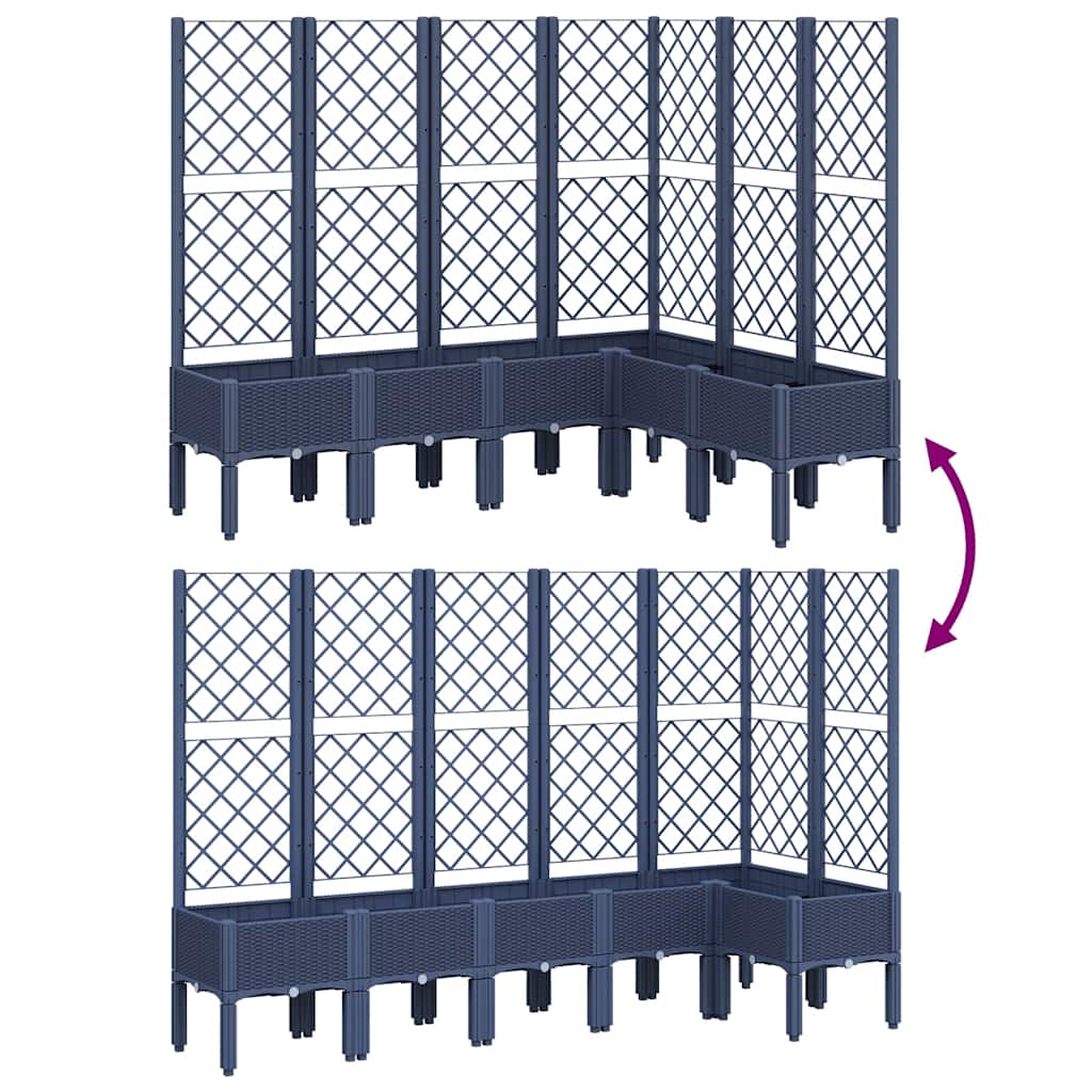 vidaXL Garden Planter with Trellis Blue Grey 160x120x142 cm PP