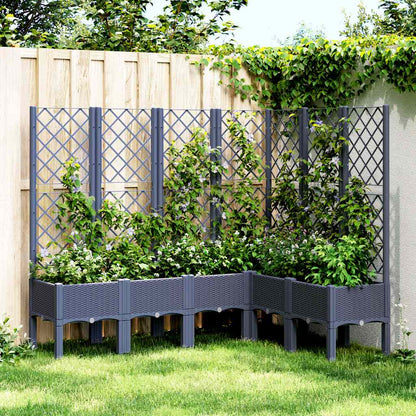 vidaXL Garden Planter with Trellis Blue Grey 160x120x142 cm PP