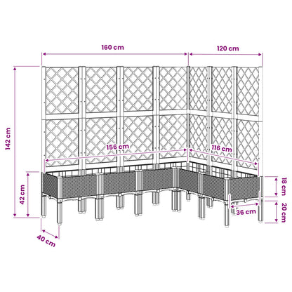 vidaXL Garden Planter with Trellis Blue Grey 160x120x142 cm PP
