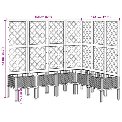 vidaXL Garden Planter with Trellis Light Grey 160x120x142 cm PP