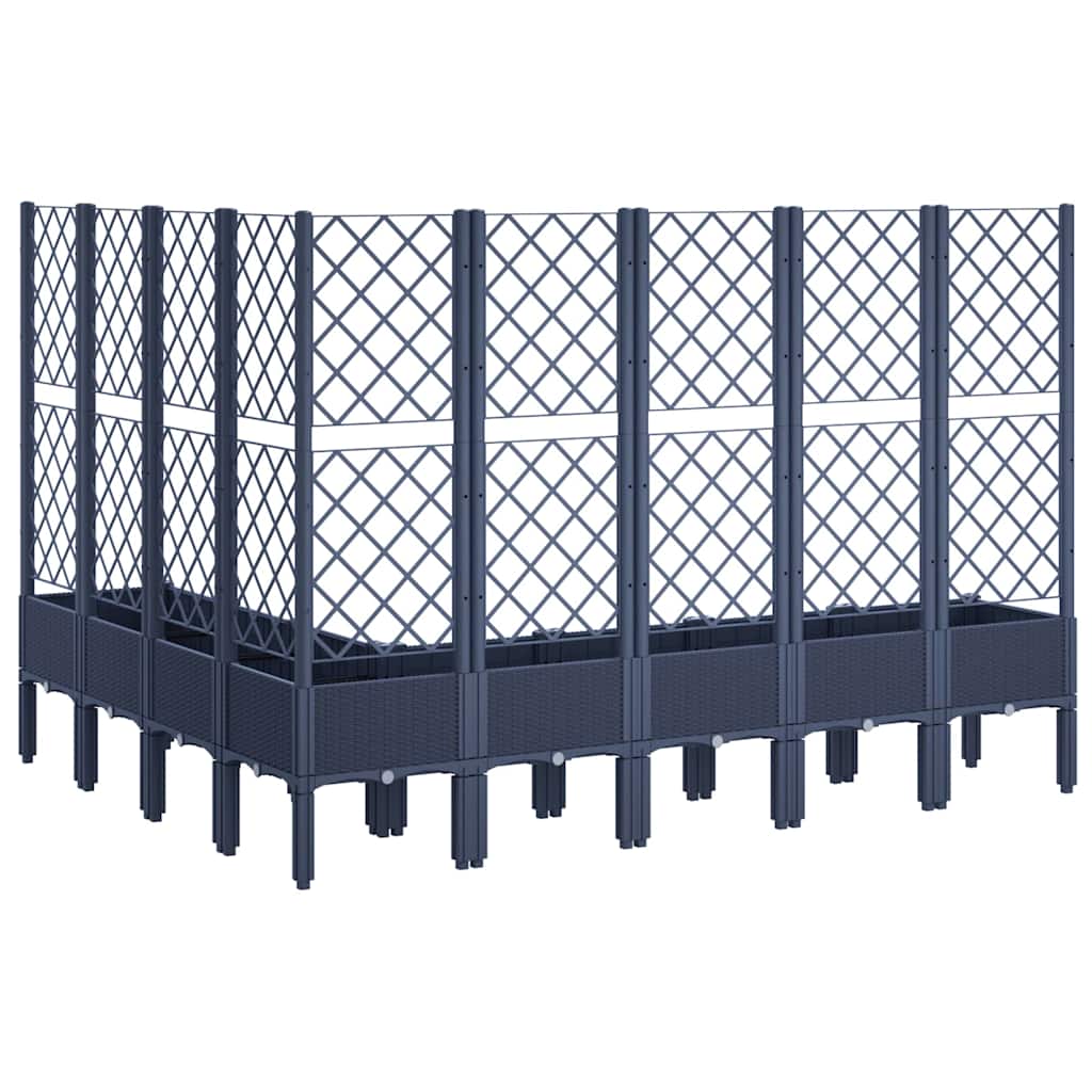 vidaXL Garden Planter with Trellis Blue Grey 200x160x142 cm PP