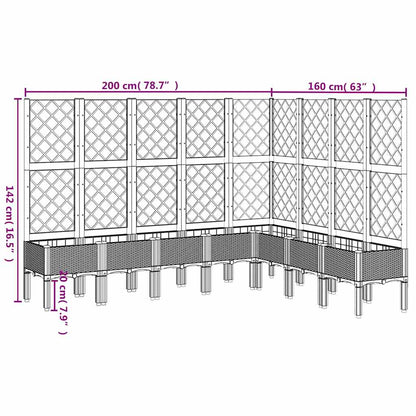 vidaXL Garden Planter with Trellis Blue Grey 200x160x142 cm PP