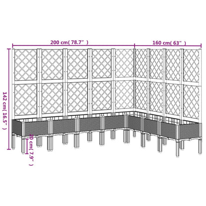 vidaXL Garden Planter with Trellis Light Grey 200x160x142 cm PP