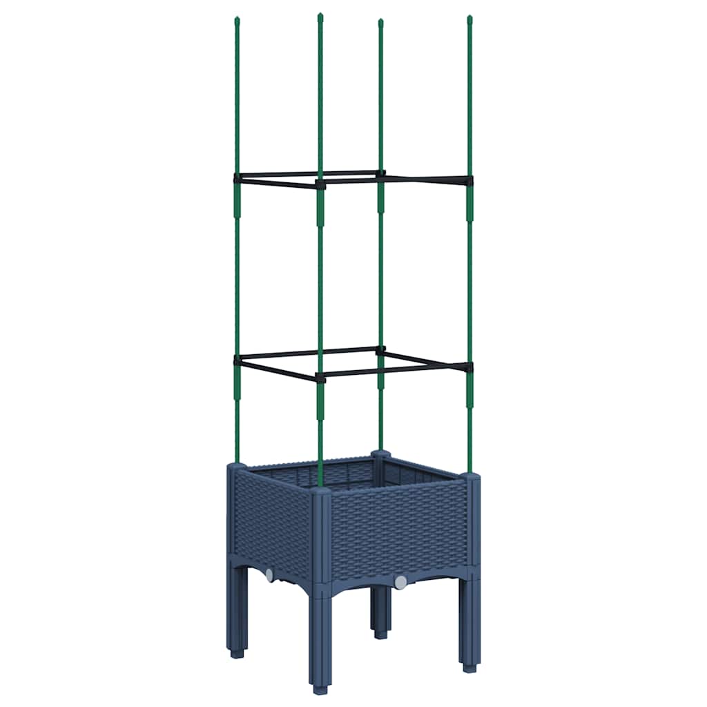 vidaXL Garden Planter with Trellis Blue Grey 40x40x142,5 cm PP