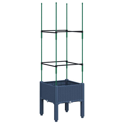vidaXL Garden Planter with Trellis Blue Grey 40x40x142,5 cm PP