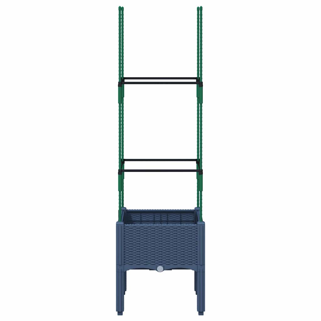 vidaXL Garden Planter with Trellis Blue Grey 40x40x142,5 cm PP
