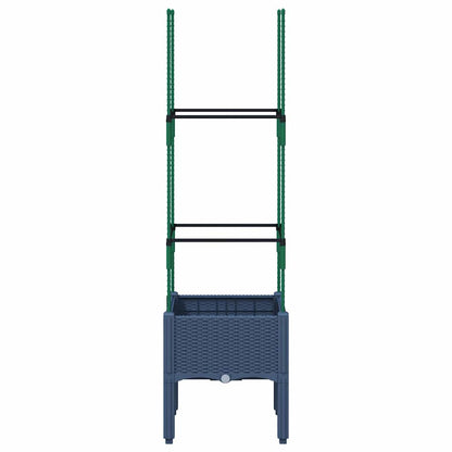vidaXL Garden Planter with Trellis Blue Grey 40x40x142,5 cm PP