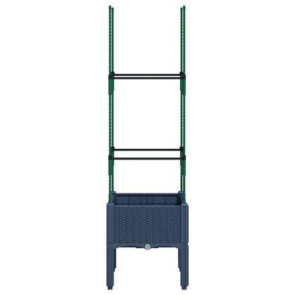 vidaXL Garden Planter with Trellis Blue Grey 40x40x142,5 cm PP