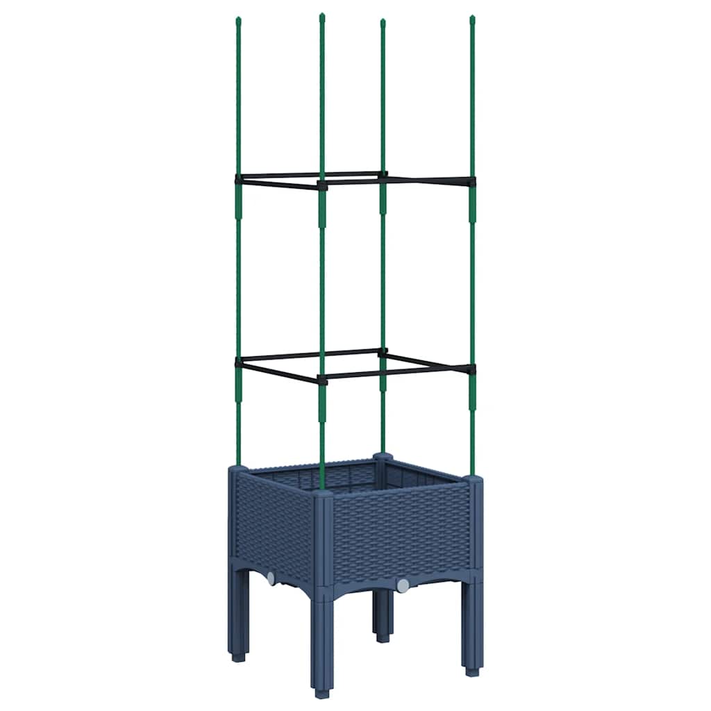 vidaXL Garden Planter with Trellis Blue Grey 40x40x142,5 cm PP