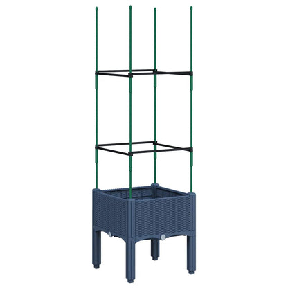 vidaXL Garden Planter with Trellis Blue Grey 40x40x142,5 cm PP