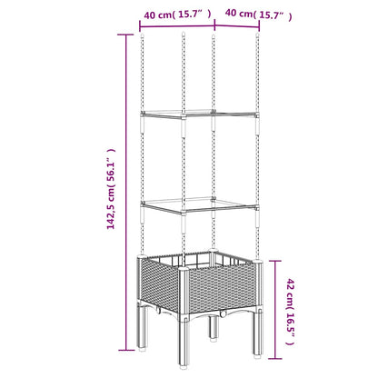 vidaXL Garden Planter with Trellis Blue Grey 40x40x142.5 cm PP