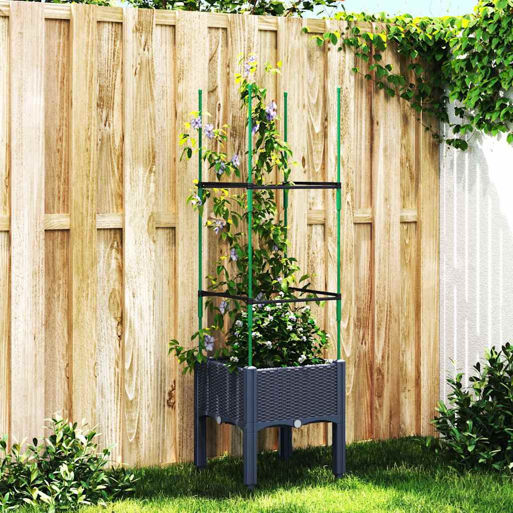 vidaXL Garden Planter with Trellis Blue Grey 40x40x142,5 cm PP