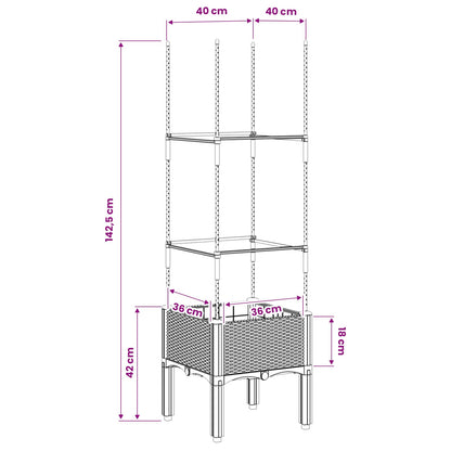 vidaXL Garden Planter with Trellis Blue Grey 40x40x142,5 cm PP