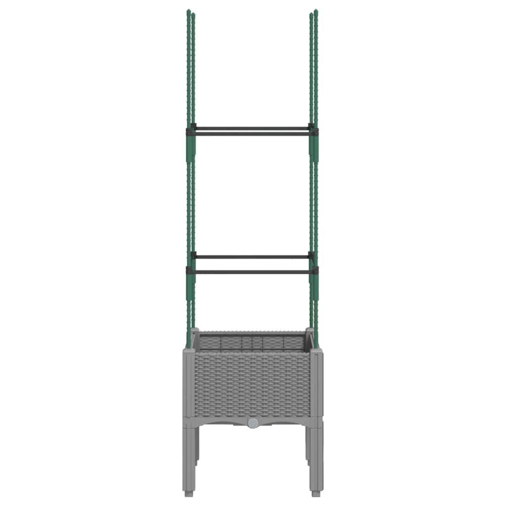 vidaXL Garden Planter with Trellis Light Grey 40x40x142,5 cm PP