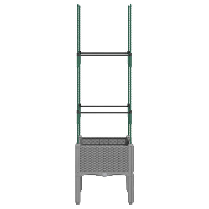 vidaXL Garden Planter with Trellis Light Grey 40x40x142,5 cm PP