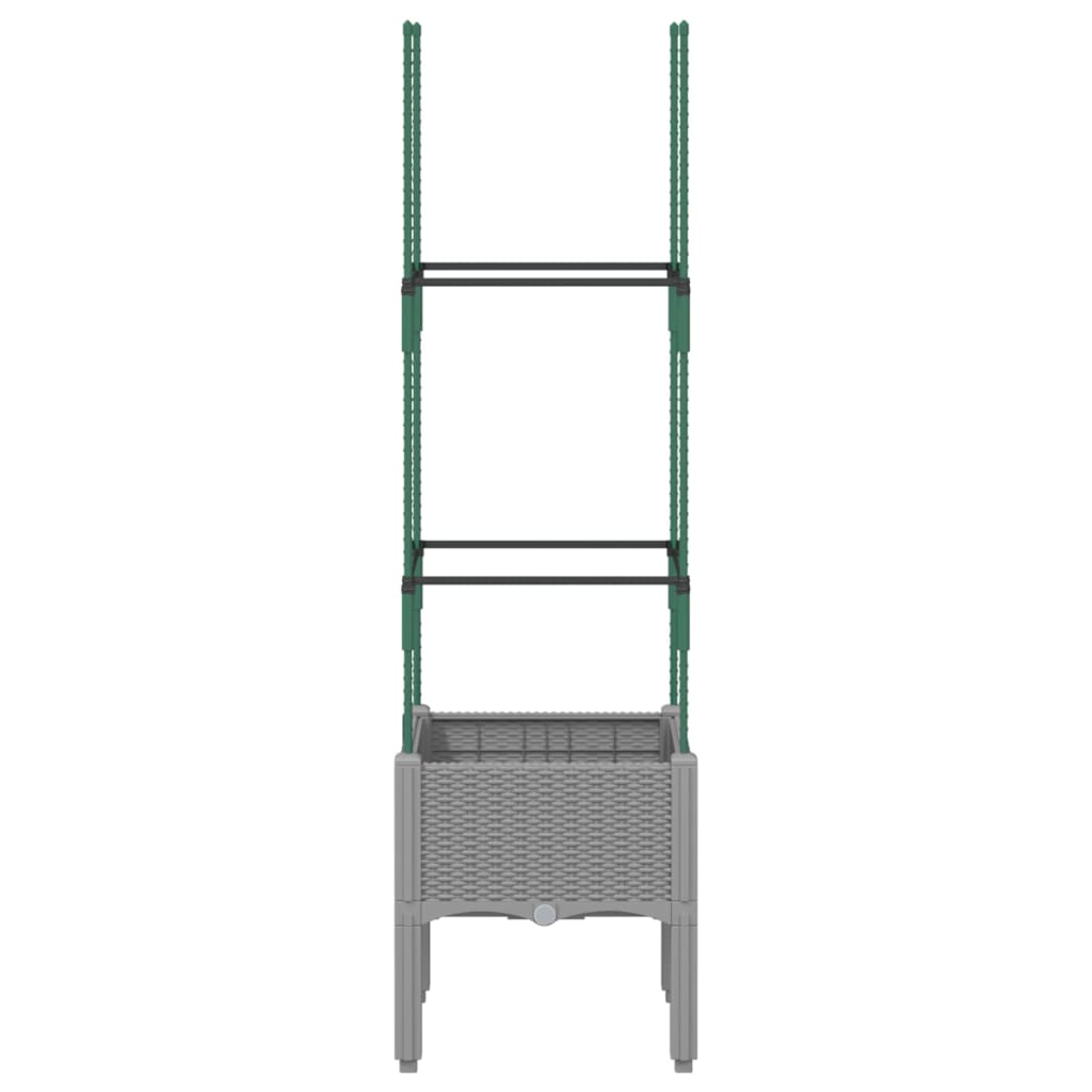 vidaXL Garden Planter with Trellis Light Grey 40x40x142,5 cm PP