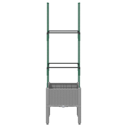 vidaXL Garden Planter with Trellis Light Grey 40x40x142,5 cm PP