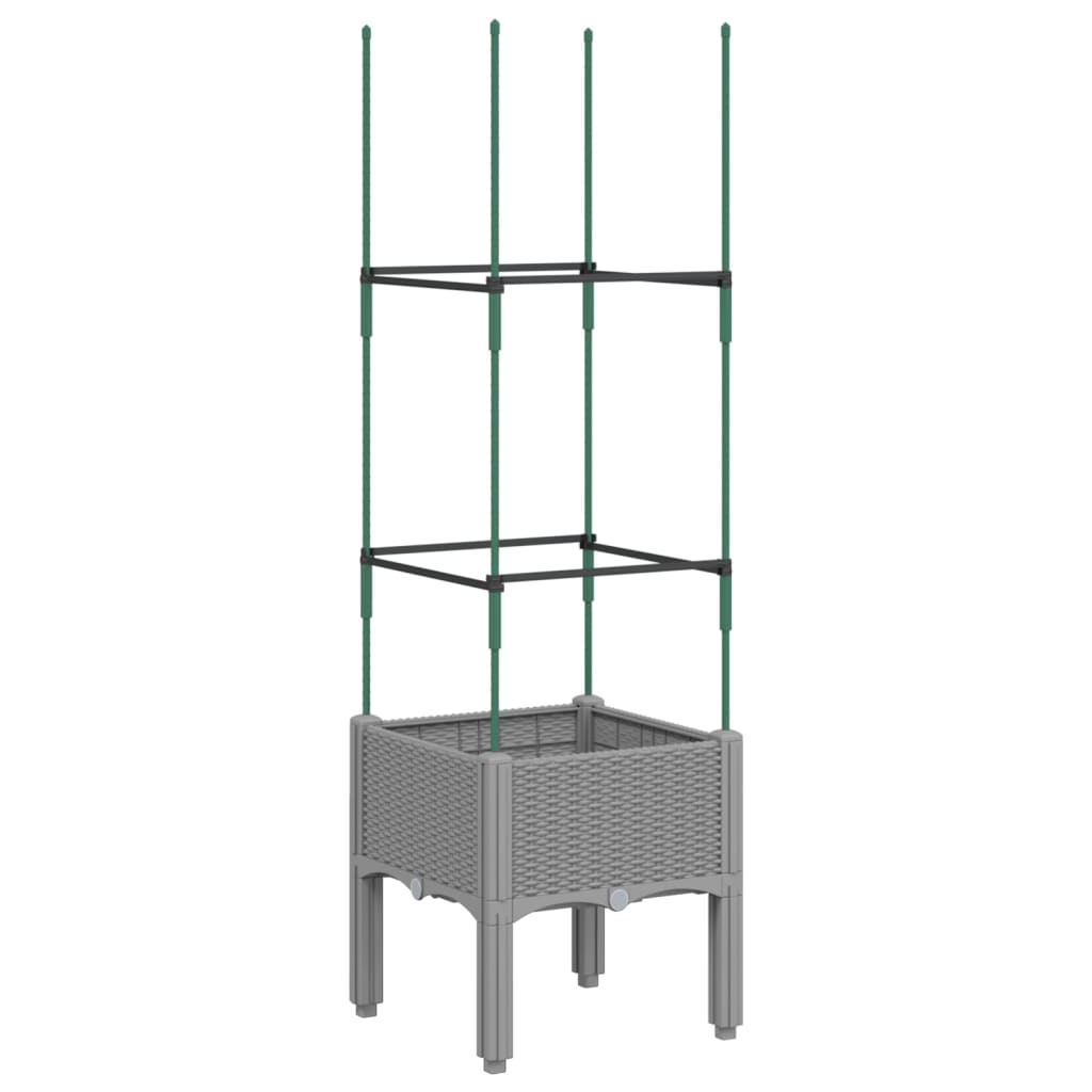 vidaXL Garden Planter with Trellis Light Grey 40x40x142,5 cm PP