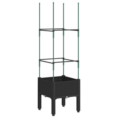 vidaXL Garden Planter with Trellis Black 40x40x142,5 cm PP