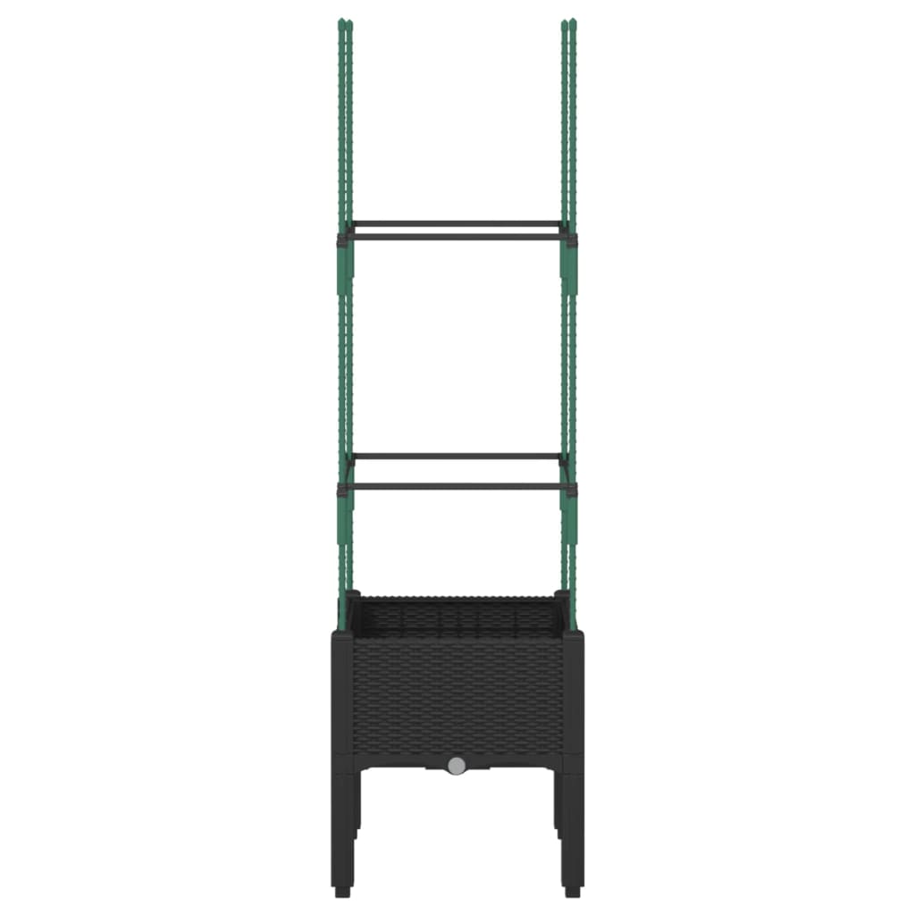 vidaXL Garden Planter with Trellis Black 40x40x142.5 cm PP