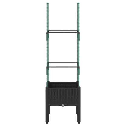 vidaXL Garden Planter with Trellis Black 40x40x142.5 cm PP