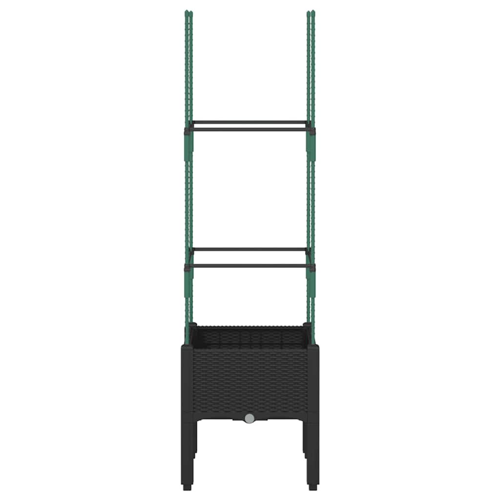 vidaXL Garden Planter with Trellis Black 40x40x142,5 cm PP