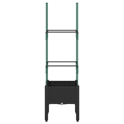 vidaXL Garden Planter with Trellis Black 40x40x142,5 cm PP