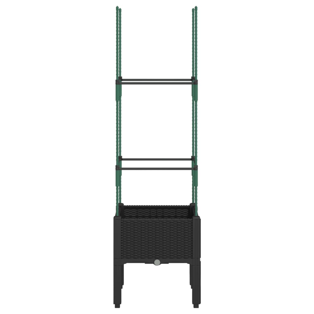 vidaXL Garden Planter with Trellis Black 40x40x142.5 cm PP