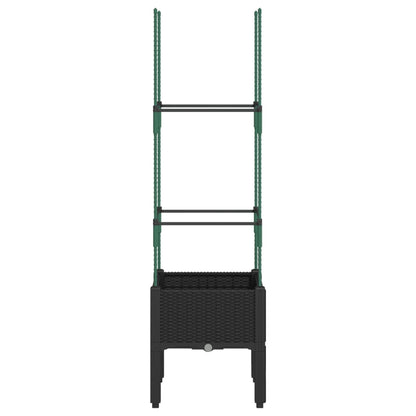 vidaXL Garden Planter with Trellis Black 40x40x142.5 cm PP