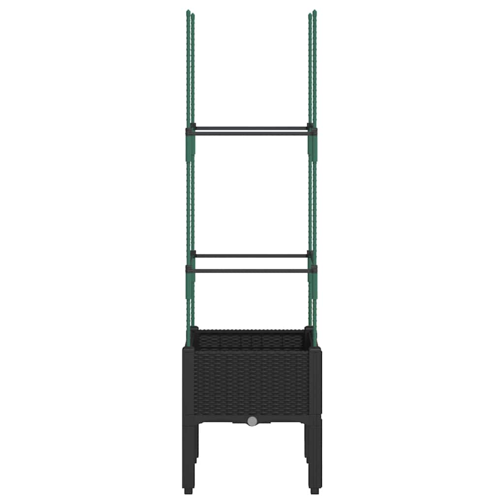 vidaXL Garden Planter with Trellis Black 40x40x142,5 cm PP