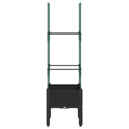 vidaXL Garden Planter with Trellis Black 40x40x142,5 cm PP