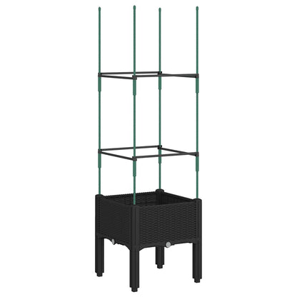 vidaXL Garden Planter with Trellis Black 40x40x142,5 cm PP
