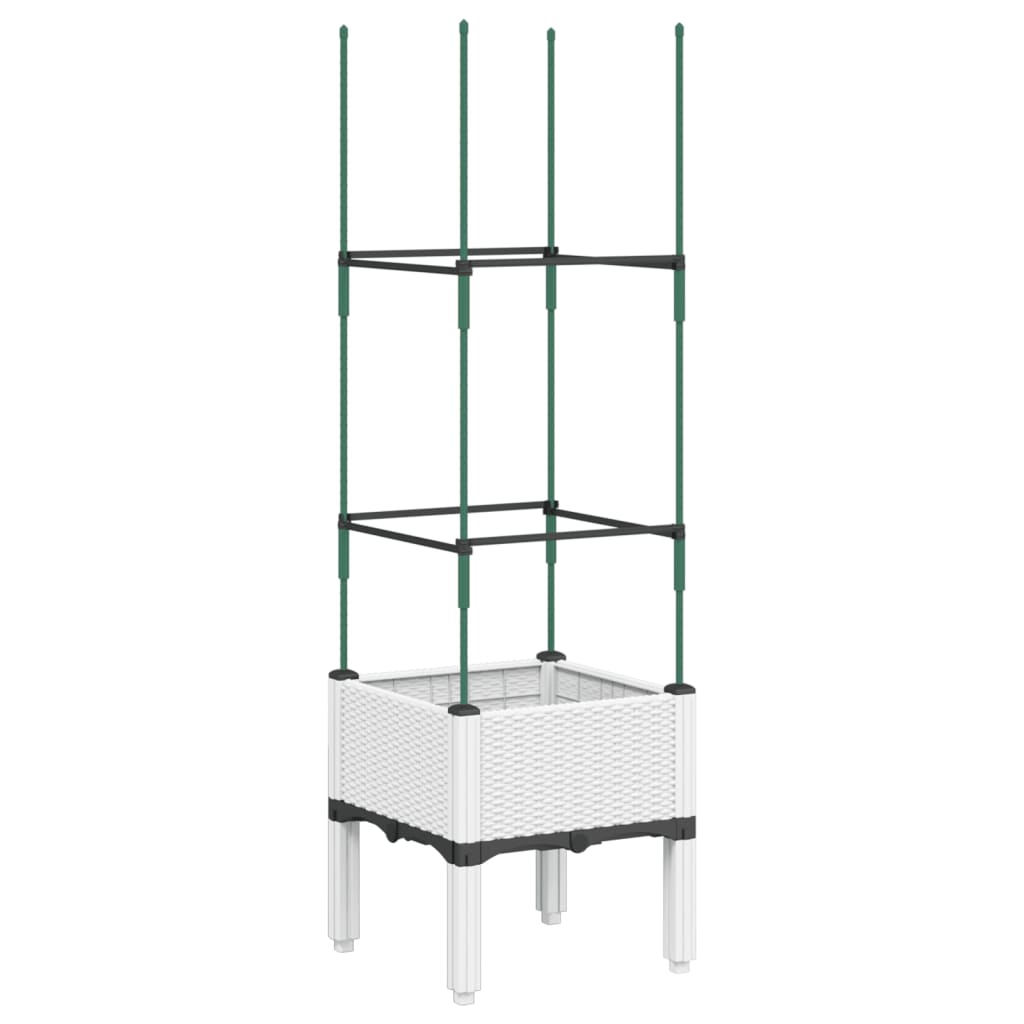 vidaXL Garden Planter with Trellis White 40x40x142,5 cm PP