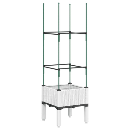 vidaXL Garden Planter with Trellis White 40x40x142,5 cm PP